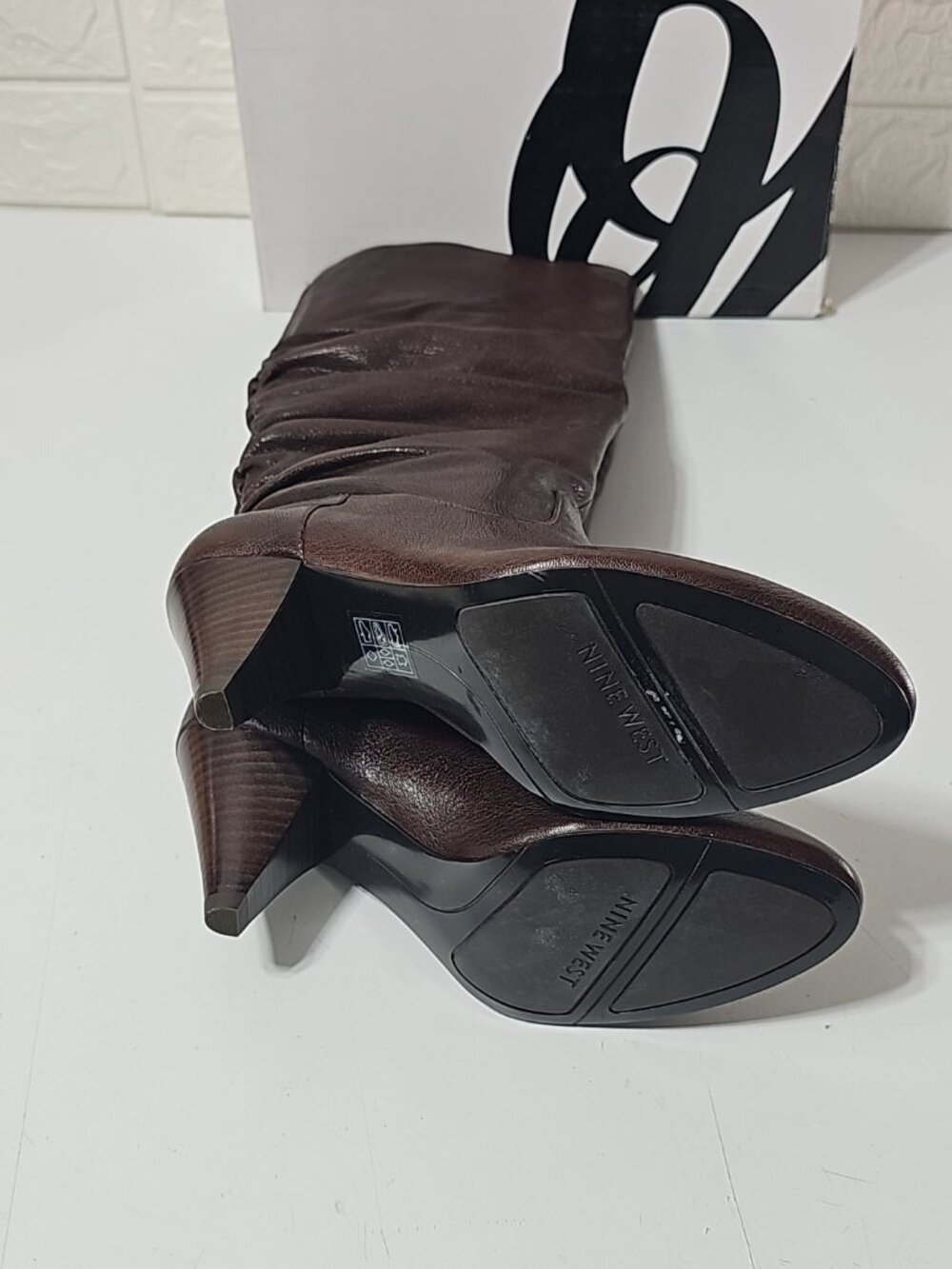 Nine West Scapegoat Dark Brown Women's Leather Heeled Boots Boots 5.5 M - Picture 8 of 16